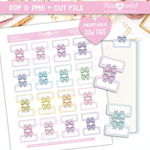 Top Kawaii Bow Tabs, druckbare Planeraufkleber