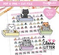 Clean Litter, Cat Stickers, Kitty Stickers, Printable Planner Stickers