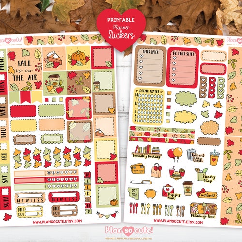 Fall Hobonichi Weeks Kit Autumn Printable Planner Stickers - Etsy