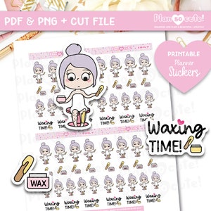 Emily Waxing Time Printable Stickers, Waxing Stickers, Cricut and Silhouette Files, For personal use
