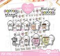 Tiny Puppet Love Coffee Stickers, But first Coffee, Coffee Please Stickers, Printable Planner Stickers, Bullet Journal Stickers