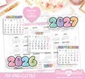 Calendar 2026- 2027, Printable Planner Stickers, Monday start