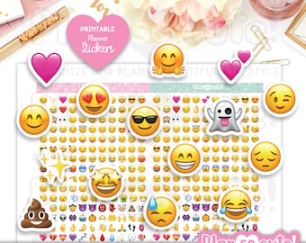 Doodle Emojis, Printable Planner Stickers, Cricut and Silhouette files