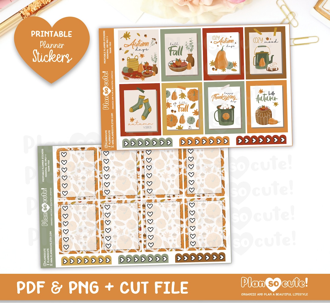 Cozy Fall Printable Planner Stickers, Autumn, Erin Condren Weekly Kit ...
