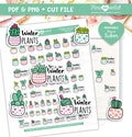 Water the plants, Doodle Cactus, Succulent, Printable Planner Stickers product logo