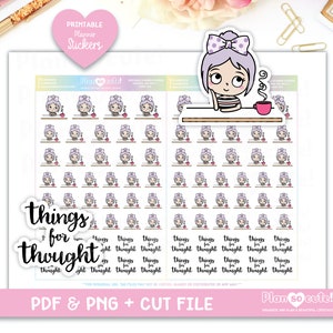 Things for Thought Printable Planner Stickers, Emily Light Skin, Printable Stickers, Silhouette and Cricut File