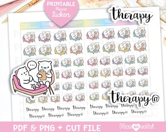 Therapy Printable Planner Stickers, Psychologist Appointment Stickers, Cricut and Silhouette files, Bullet Journal Stickers, Bear Stickers