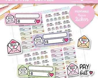 Pay Bill, Printable Planner Stickers, Finance Stickers, Bill Track Stickers, Payment Stickers, Bill Due stickers