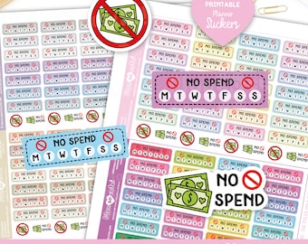No spend, Rainbow, Pastel and Neutral colors. Printable Planner Stickers, Cricut and Silhouette files, Erin Condren Stickers.