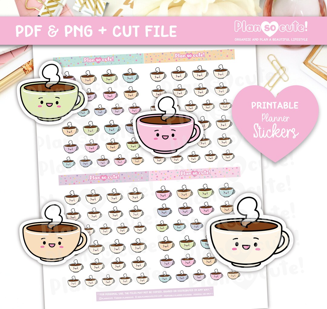Printable Little Coffee Kawaii, Printable Planner Stickers, Personal ...