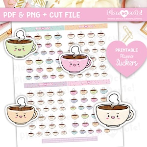 Printable Little Coffee Kawaii, Printable Planner Stickers, Personal use only.