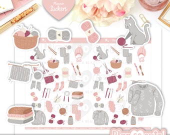 Cozy Knitting, Printable Stickers, Planner Stickers, Cricut and Silhouette Files, Personal use