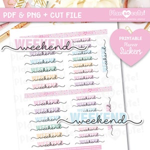 Script de week-end, autocollants de planificateur imprimables, autocollants de script