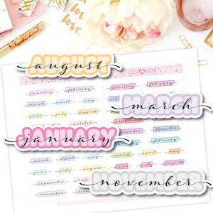 Adesivi Fluffy Months, adesivi stampabili per planner