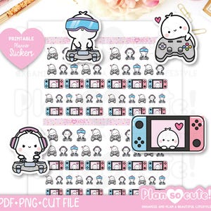 Game time Stickers, Tiny Puppet, Printable Planner Stickers, Bullet Journal Stickers, Erin Condren Stickers