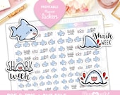 Shark week, Period Tracker, Printable Planner Stickers, Bullet Journal Stickers, Erin Condren Stickers
