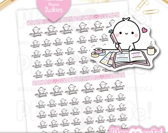 Tiny Puppet Planning Time Stickers, Printable Planner Stickers, Bullet Journal Stickers