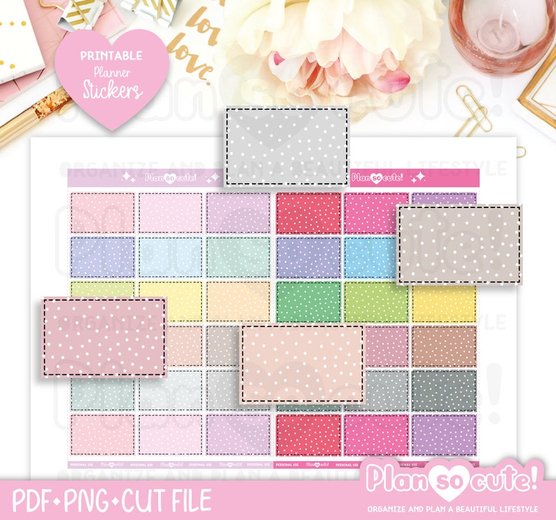 Dot Half Boxes Stickers, Printable Planner Stickers - Etsy