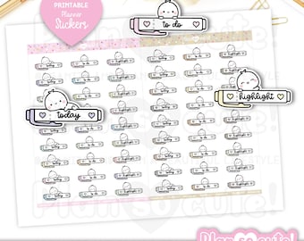 Mini-Puppen-Textmarker-Sticker, Textmarker-Sticker, Aufgaben-Sticker, Heute-Sticker, druckbare Planer-Sticker, Bullet-Journal-Sticker