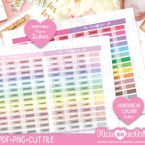 Hobonichi Cousin Datums-Cover-Aufkleber, Datums-Cover druckbare Planer-Aufkleber