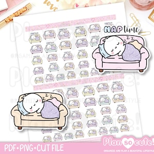 Tiny Puppet Nap Time Stickers, Printable Planner Stickers, Bullet Journal Stickers, Printable PRINTABLE