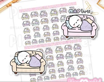 Naklejki na drzemkę Tiny Puppet, naklejki do planera do druku, naklejki do dziennika Bullet Journal, do druku