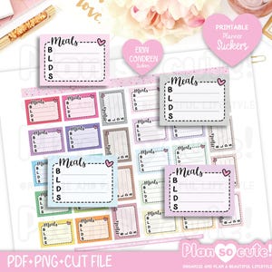 Meals Printable Planner Stickers, Breakfast, Lunch, Dinner, Snacks, Planner Stickers, fits Erin Condren Planner and Happy Planner