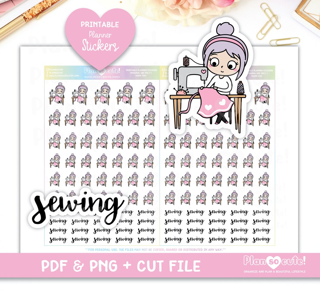 Emily Sewing Printable Planner Stickers, Sewing Machine Stickers, Emily ...