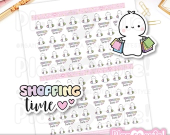 Tiny Puppet Shopping Time Stickers, Printable Planner Stickers, Bullet Journal Stickers, Printable PRINTABLE