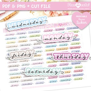 Fluffy Days of the Week Banner, Printable Planner Stickers