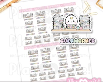 Adesivos de fantoche minúsculo sobrecarregado, adesivos imprimíveis para planner, adesivos para bullet journal, imprimíveis