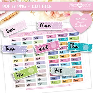 Washi Days of the Week, Printable Planner Stickers