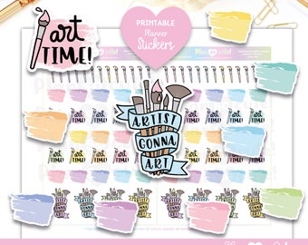 ArtTime! Printable Planner Stickers, Artist Gonna Art, Bear Stickers