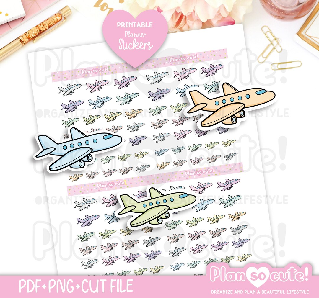 Printable Airplane Stickers, Travel Time Stickers, Printable Planner ...
