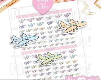Printable Airplane Stickers, Travel Time Stickers, Printable Planner Stickers, Bullet Journal Stickers