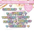 Big Fluffy Days of the Week Script, Printable Planner Stickers