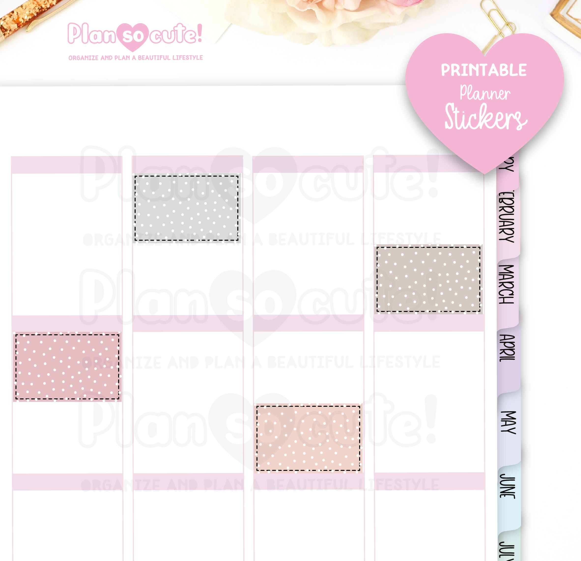 Parotta Box Sticker Dot Half Boxes Stickers, Printable Planner Stickers - Etsy