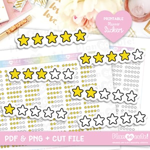 Valutazione a stelle, adesivi pianificabili stampabili con stelle di valutazione