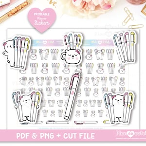 Cleo Love Mildliner, Printable Planner Stickers, Bear Stickers