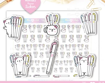 Cleo Love Mildliner, Printable Planner Stickers, Bear Stickers