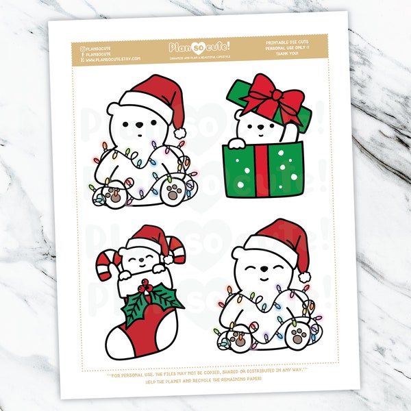 Christmas Cleo Printable Die Cut, Bullet Journal, Planner Stickers, TN Planner