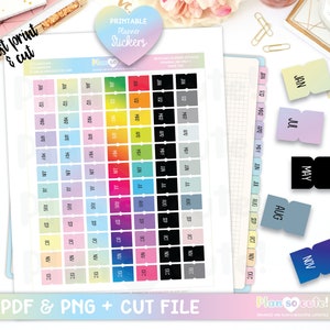 Monthly Tabs, Printable Planner Stickers