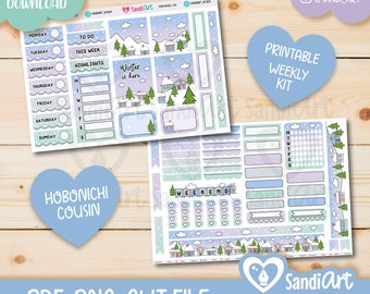 Winter is Here, Hobonichi Cousin Kit, Hello Winter Printable Planner Stickers, Hobo Cousin Kit