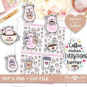 Lencho loves coffee, Printable Stickers, Printable Planner Stickers, Personal use only.