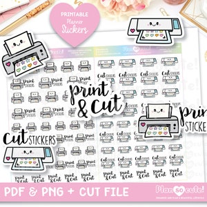 Drucken und schneiden Sie druckbare Planeraufkleber, Cricut- und Silhouette-Dateien