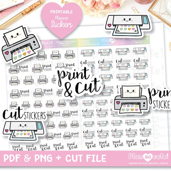 Print en knip afdrukbare plannerstickers, Cricut en silhouetbestanden