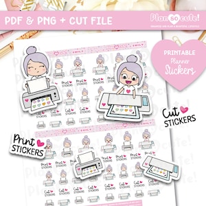 Emily adora imprimir e cortar adesivos, adesivos de planejador imprimíveis para impressão e corte, arquivos Cricut e Silhouette, para uso pessoal