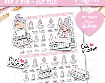 Emily Loves Print and Cut Stickers, Print & Cut Printable Planner Stickers, Cricut and Silhouette Files, For personal use