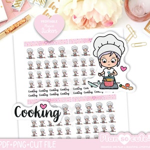 Emily Cooking, Printable Stickers, Planner Stickers, Cricut and Silhouette Files, personal use