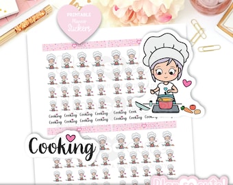 Emily Cooking, Printable Stickers, Planner Stickers, Cricut and Silhouette Files, personal use